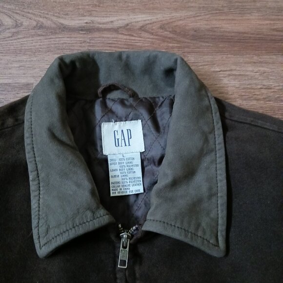 Vintage Gap Dark Brown Barn Chore Jacket Coat Size L Full Zip Pockets Quilted - Picture 2 of 6